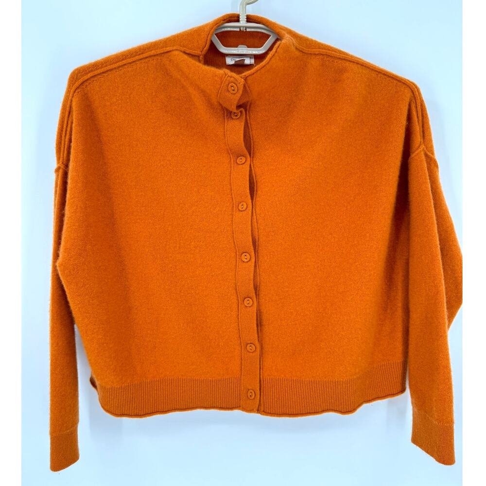 Pilcro Anthropologie Alani 100% Cashmere Cardigan Sweater Pumpkin Crop Medium